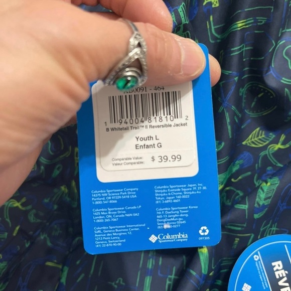 NWT Girl's X-Larg Columbia Reversible White Trail II Hooded Reversible Jacket - Picture 4 of 10